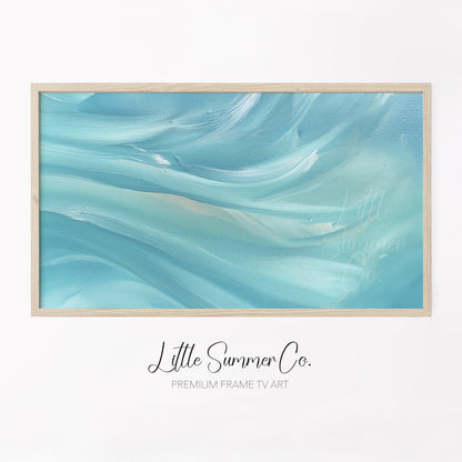 Turquoise Waves Frame TV Art displayed on a TV