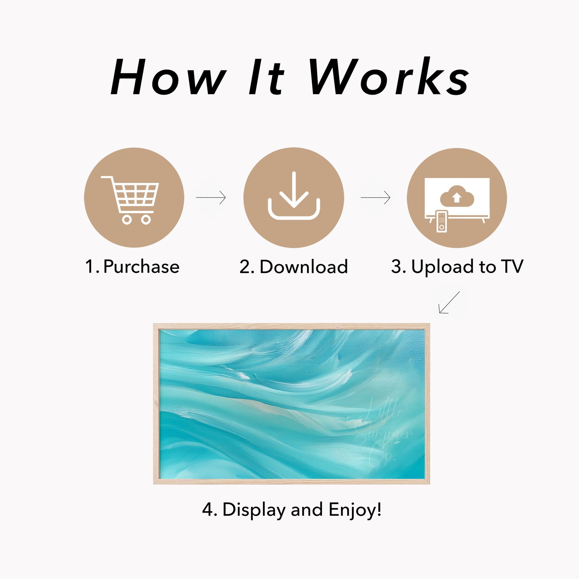 Turquoise Waves Frame TV Art displayed on a TV