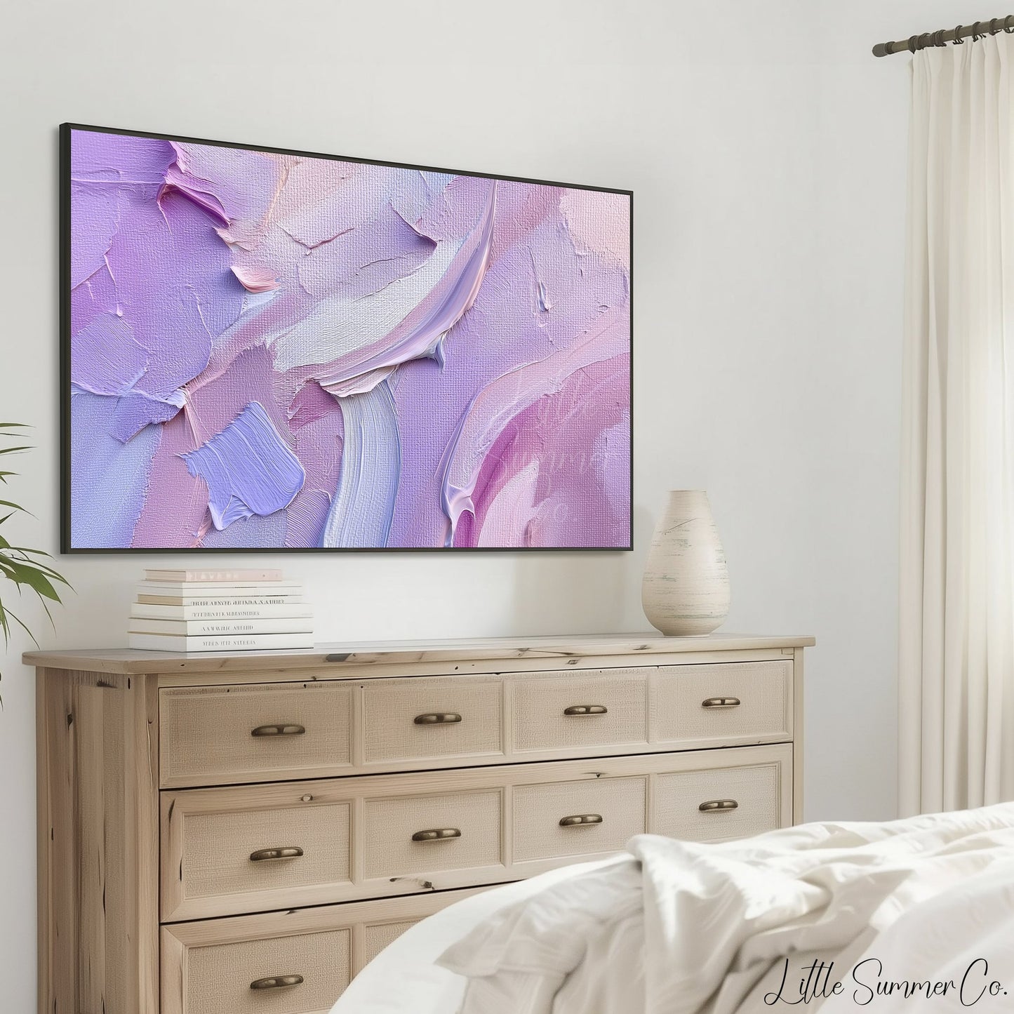 Lavender Pink Frame TV Art displayed on a TV