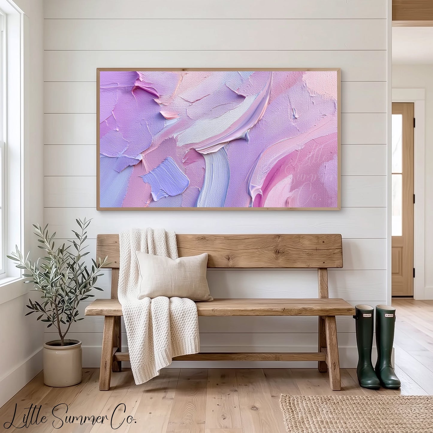 Lavender Pink Frame TV Art displayed on a TV