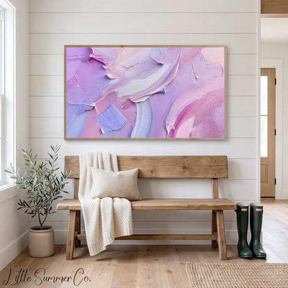 Lavender Pink Frame TV Art displayed on a TV