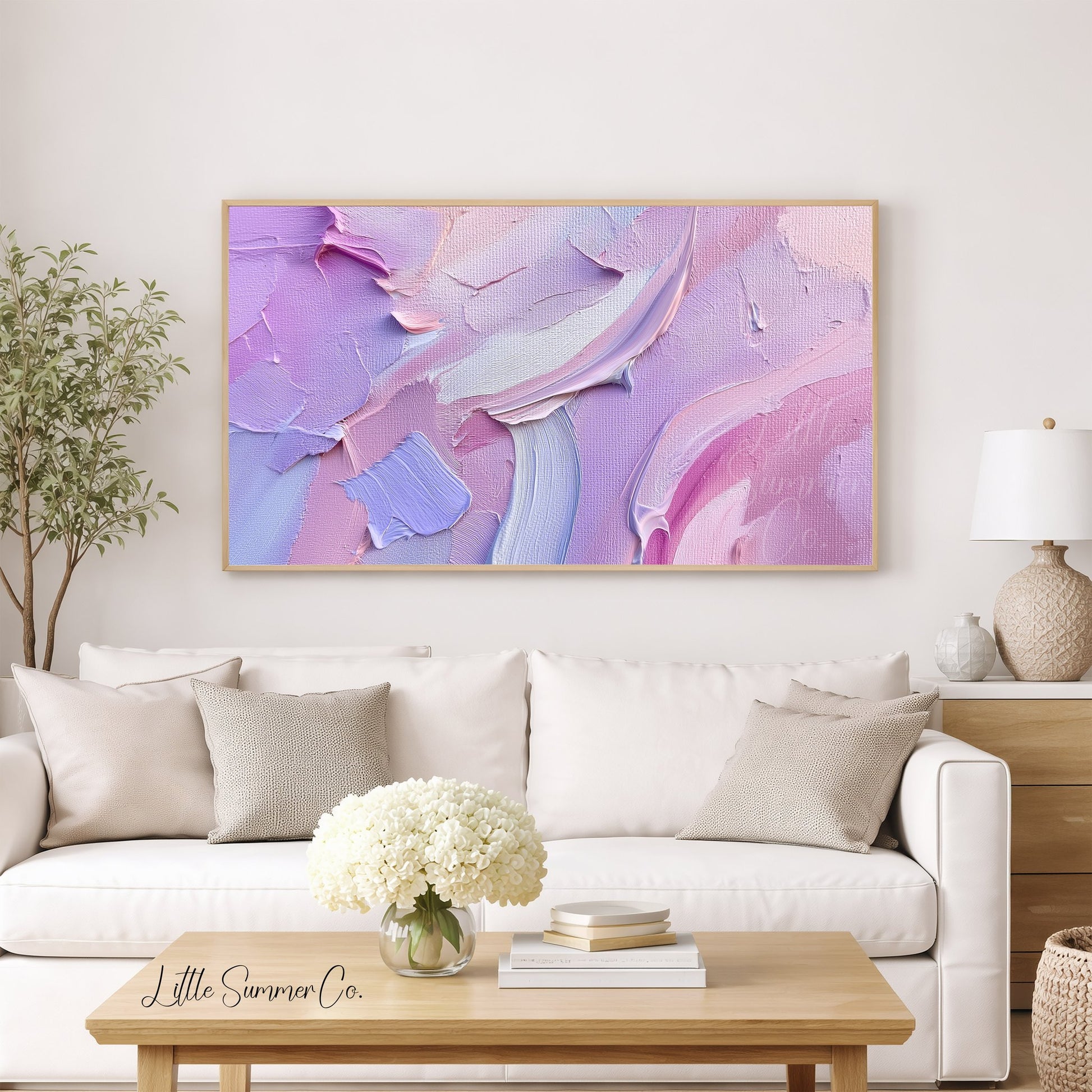 Lavender Pink Frame TV Art displayed on a TV