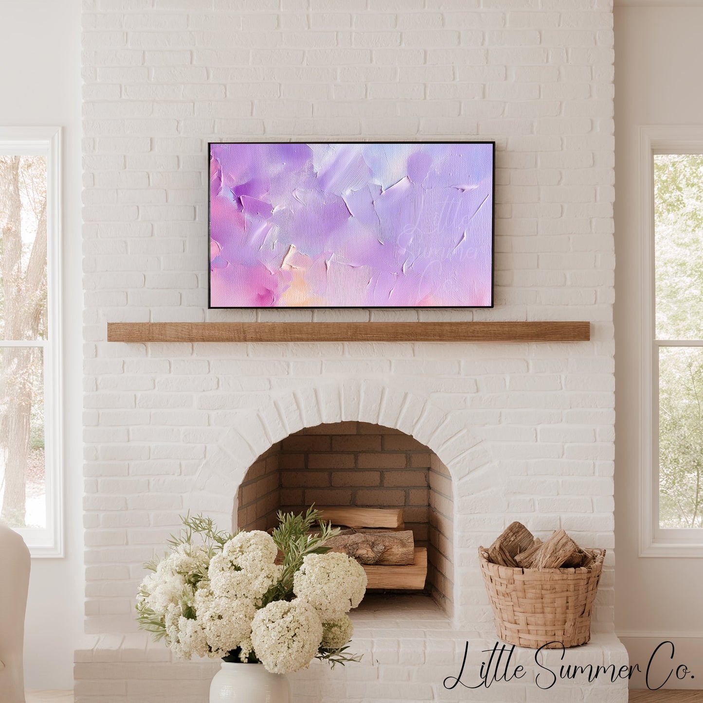 Purple Blush Frame TV Art displayed on a TV