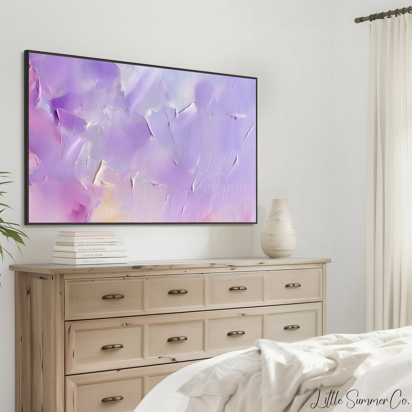 Purple Blush Frame TV Art displayed on a TV