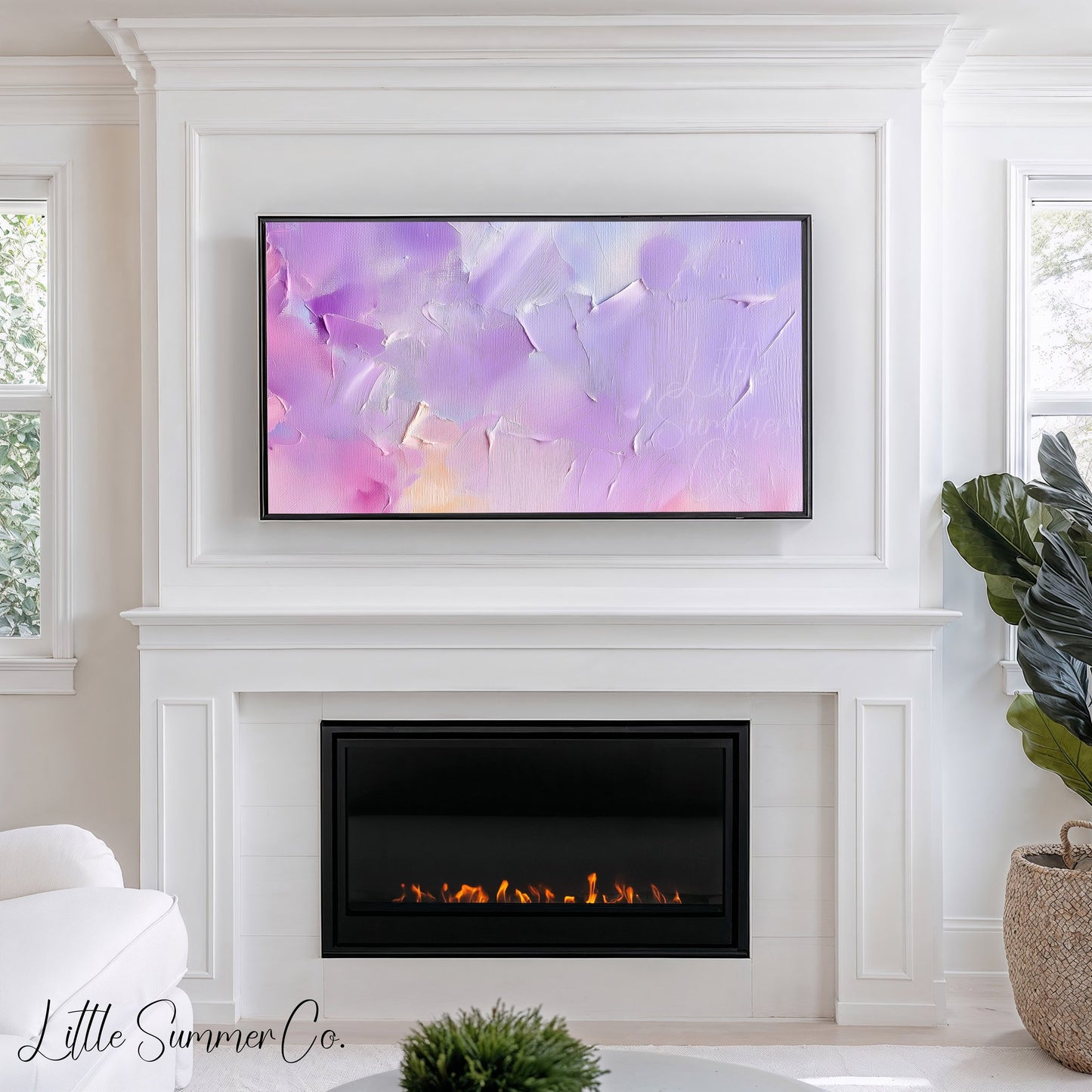 Purple Blush Frame TV Art displayed on a TV