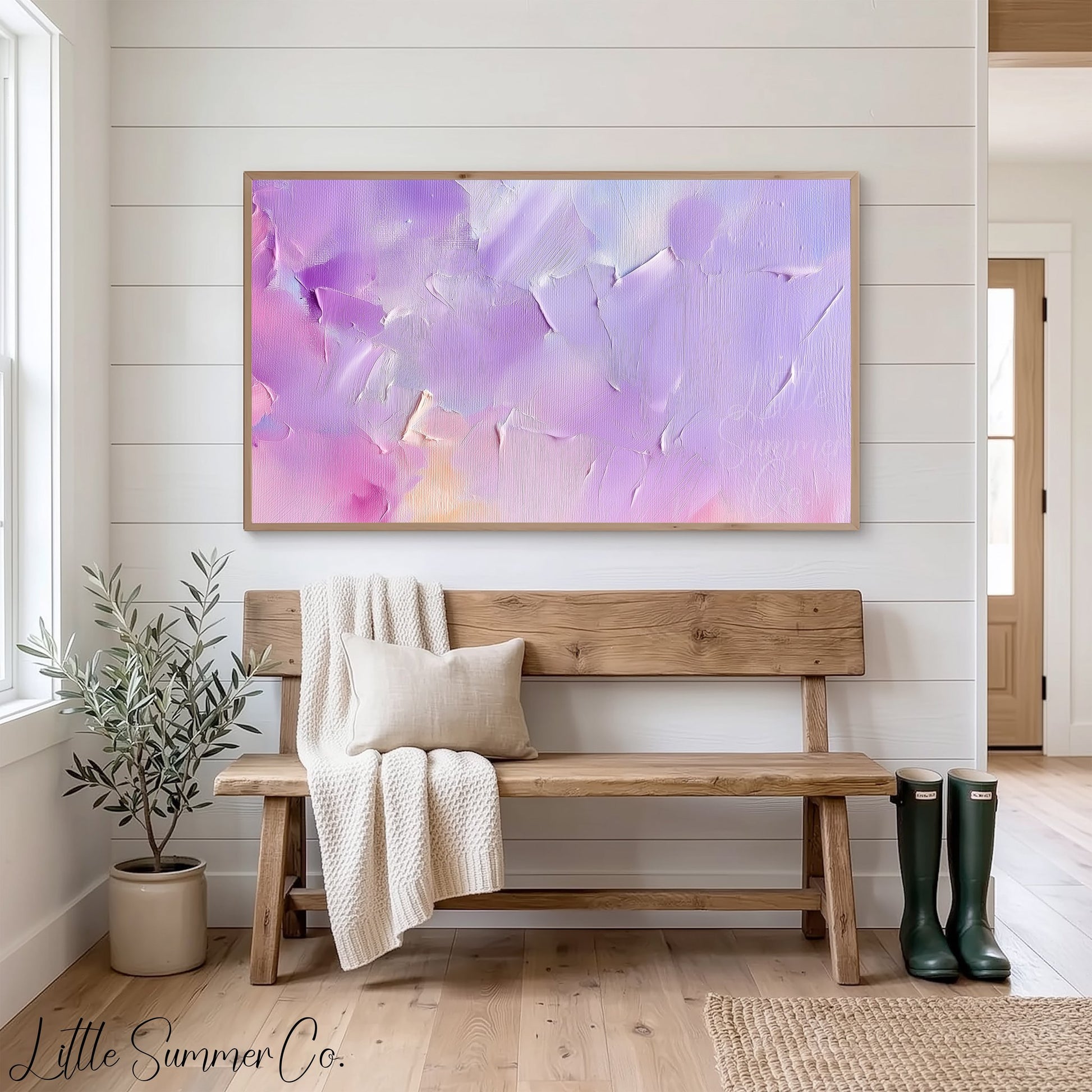Purple Blush Frame TV Art displayed on a TV
