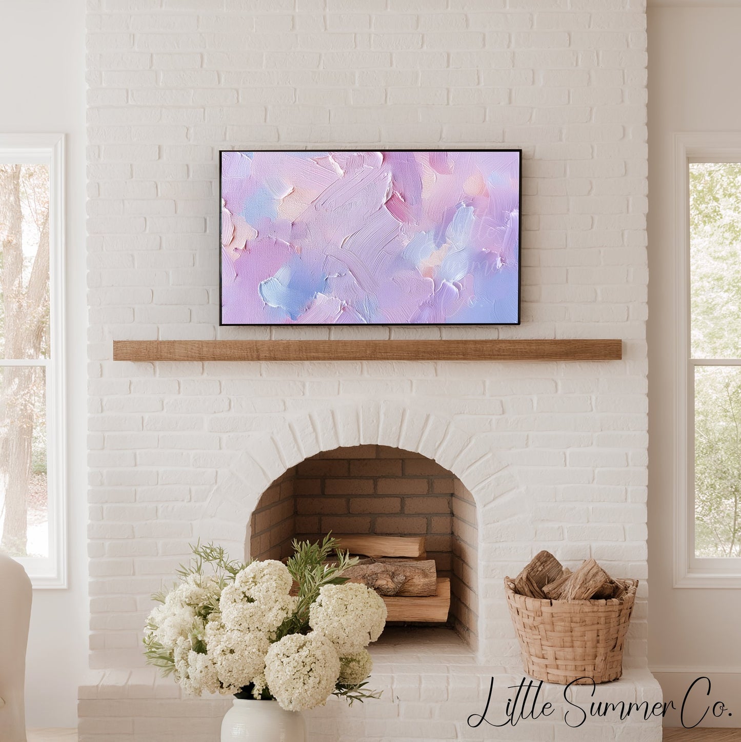 Pastel Lilac Frame TV Art displayed on a TV