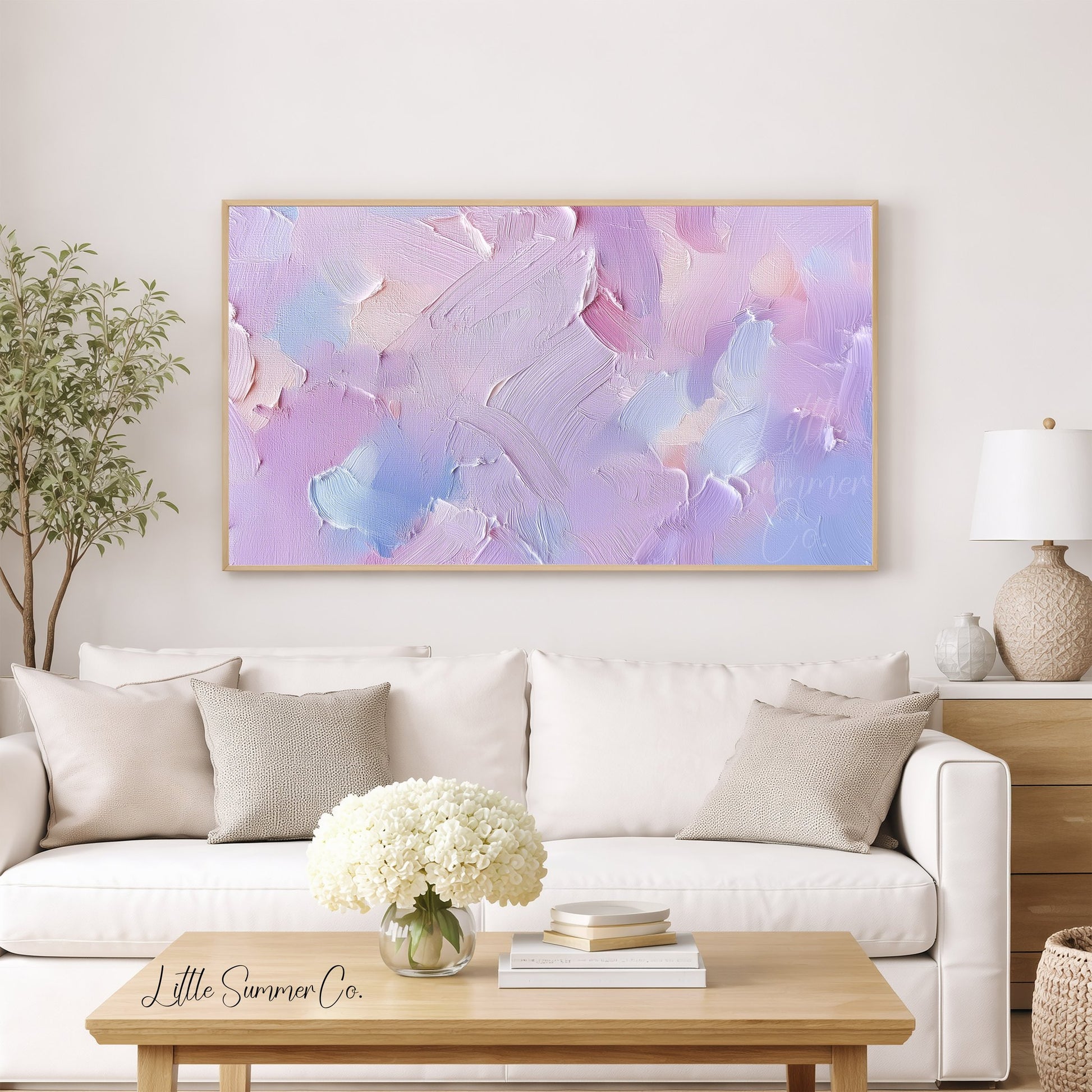 Pastel Lilac Frame TV Art displayed on a TV