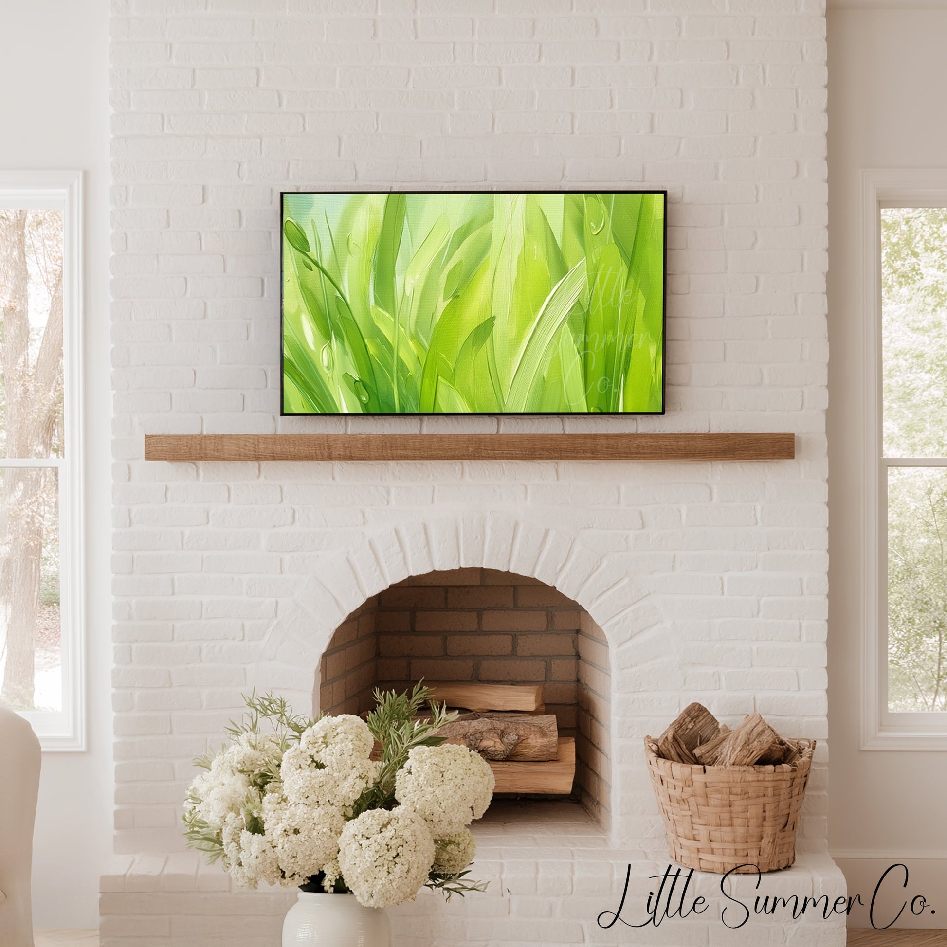 Fresh Green Grass Frame TV Art displayed on a TV