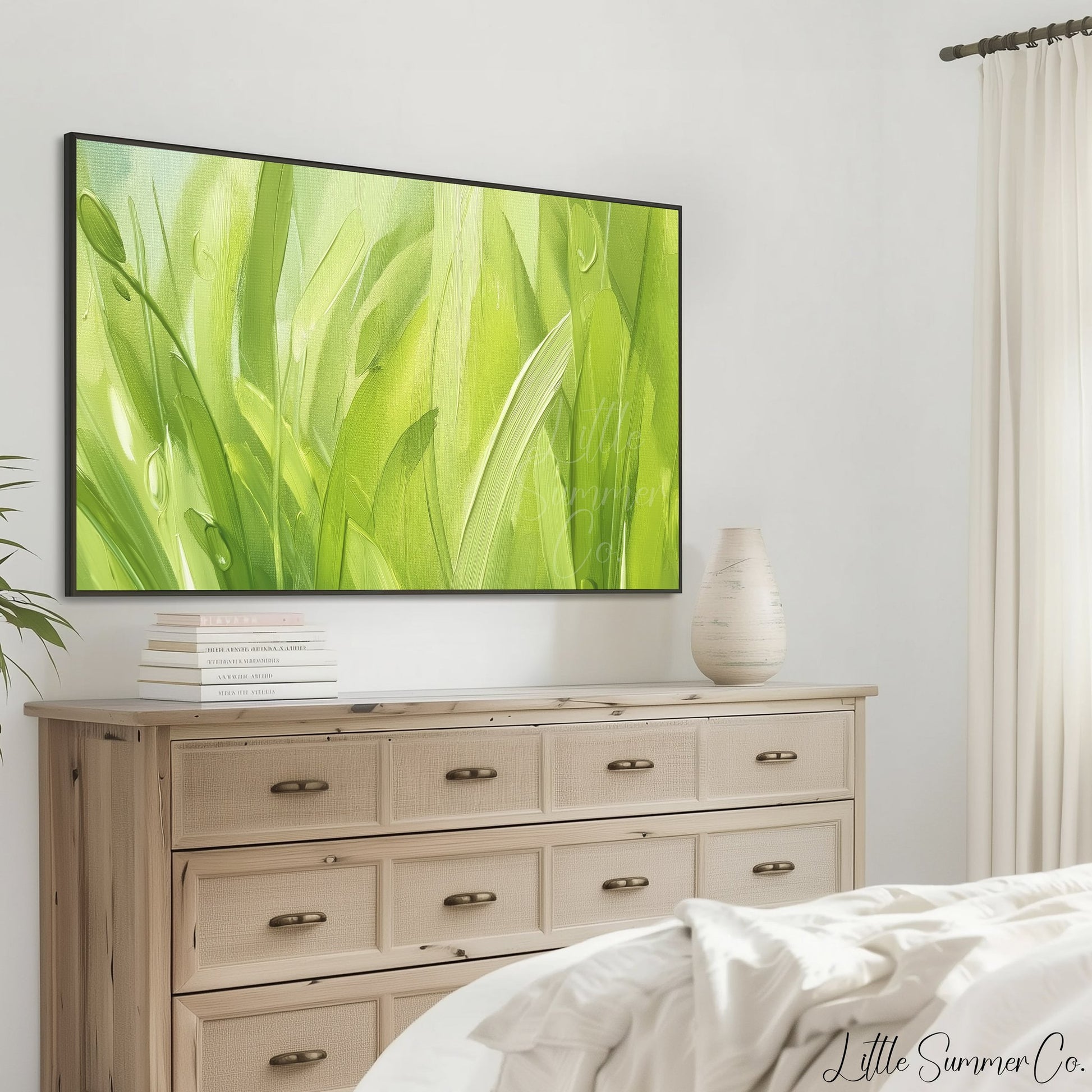 Fresh Green Grass Frame TV Art displayed on a TV