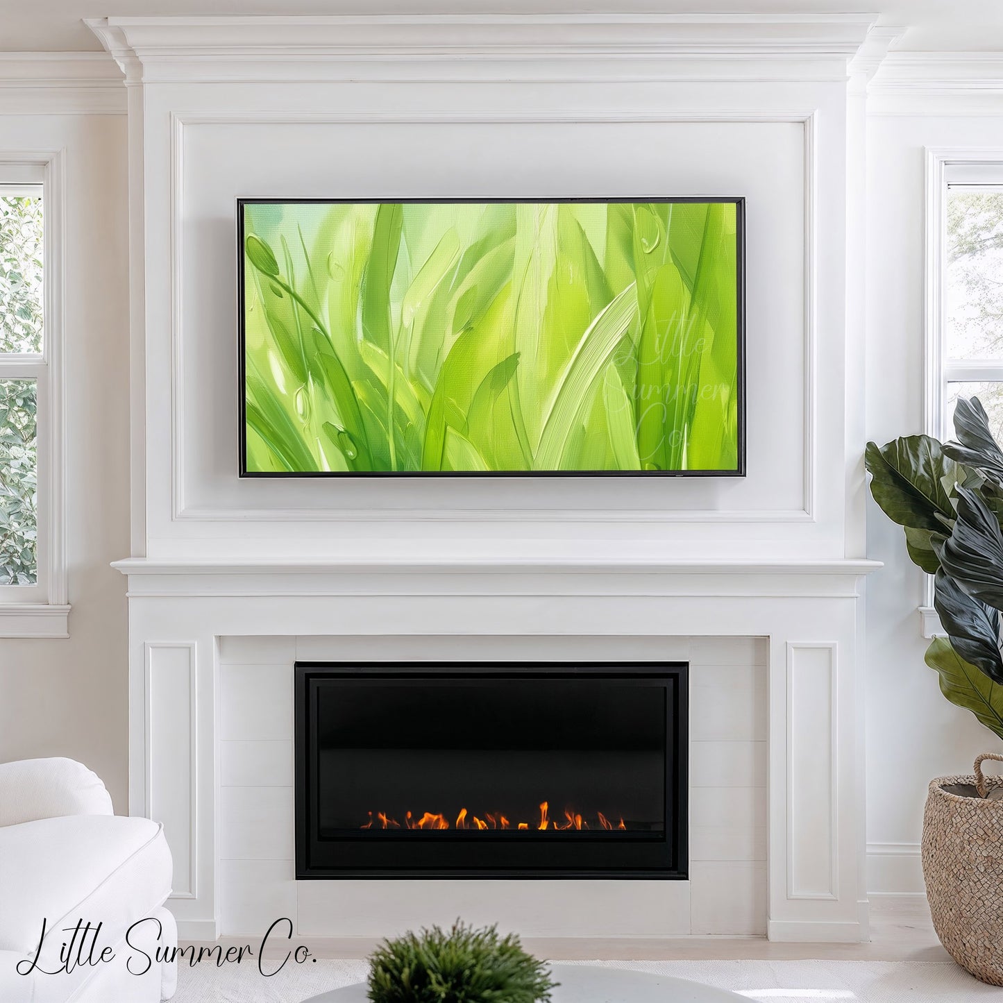Fresh Green Grass Frame TV Art displayed on a TV