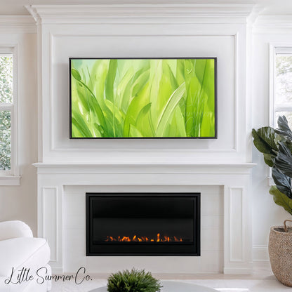 Fresh Green Grass Frame TV Art displayed on a TV