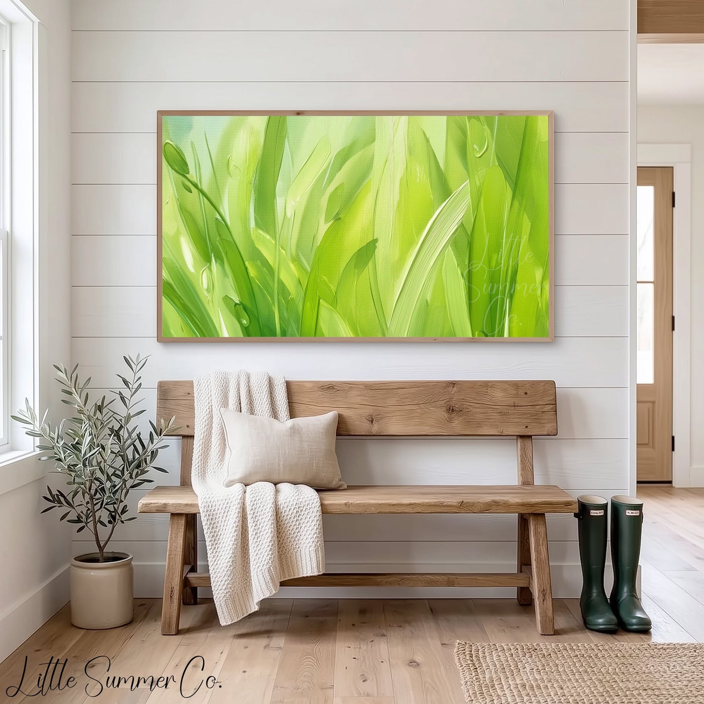 Fresh Green Grass Frame TV Art displayed on a TV