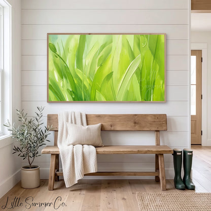 Fresh Green Grass Frame TV Art displayed on a TV