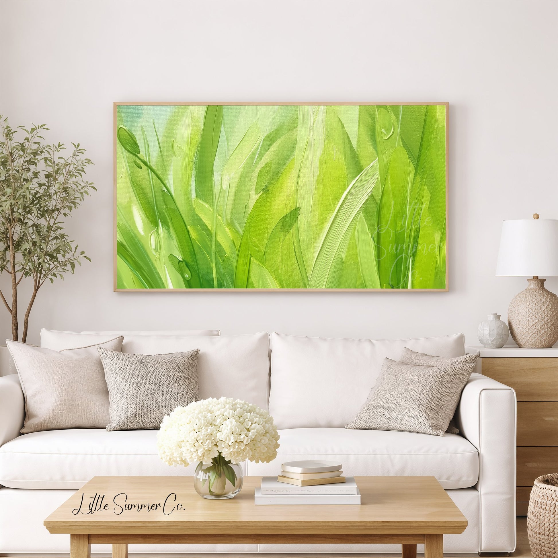 Fresh Green Grass Frame TV Art displayed on a TV