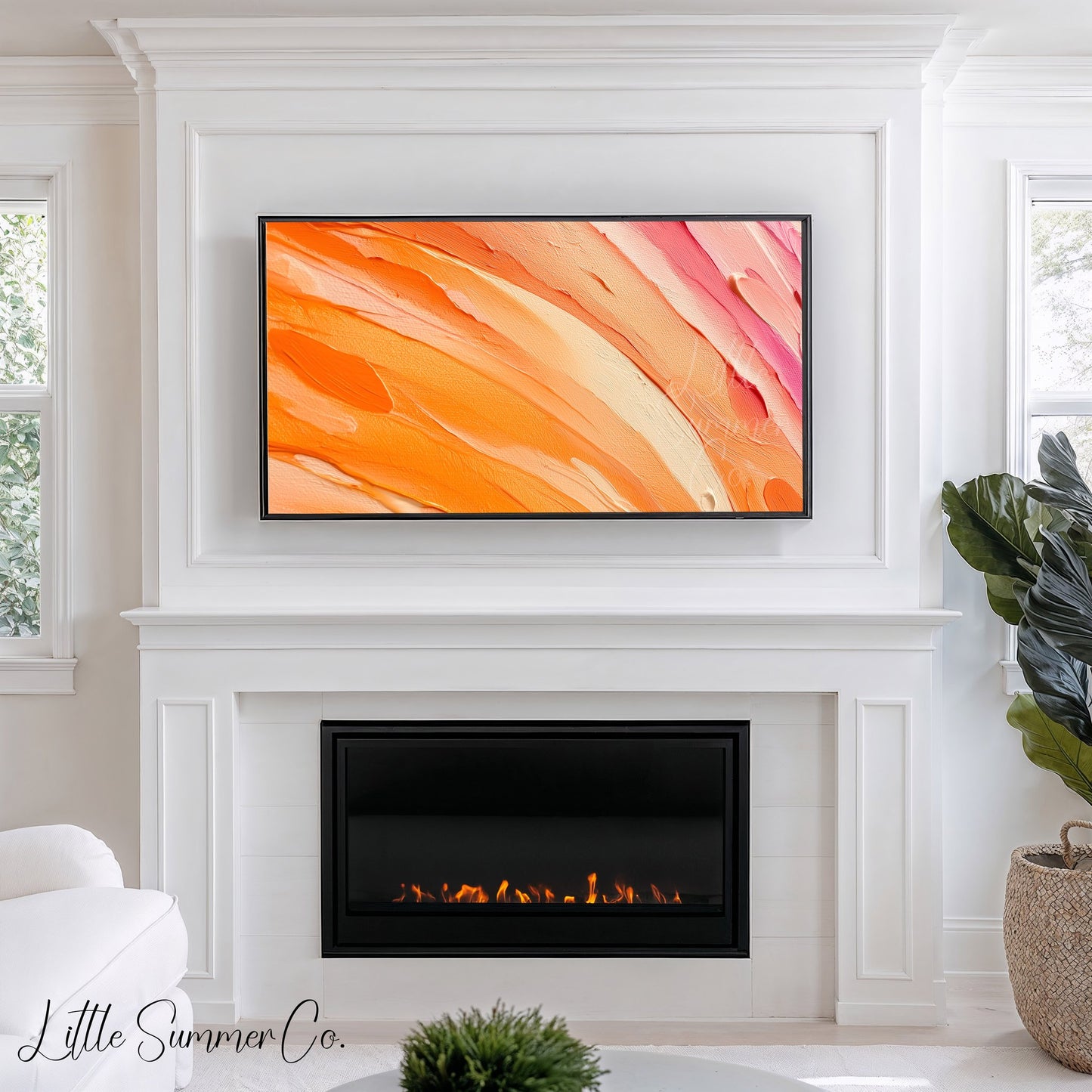 Orange Sunset Frame TV Art displayed on a TV