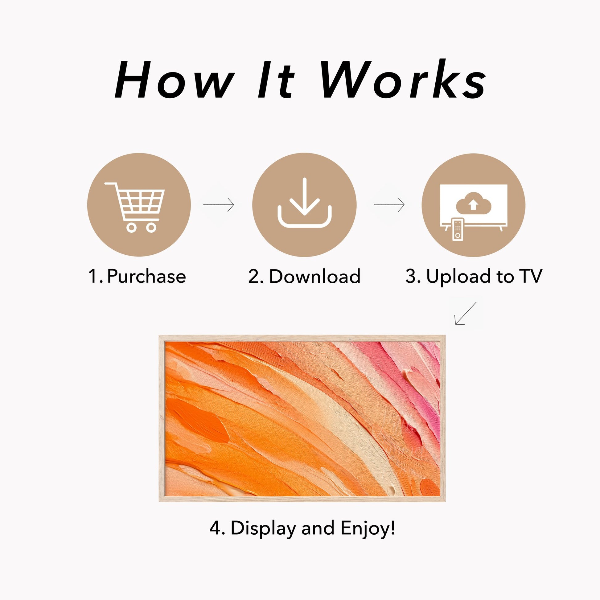 Orange Sunset Frame TV Art displayed on a TV