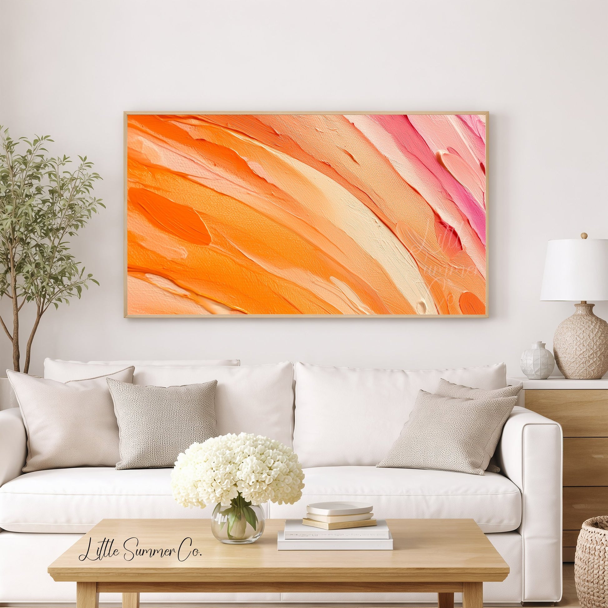 Orange Sunset Frame TV Art displayed on a TV