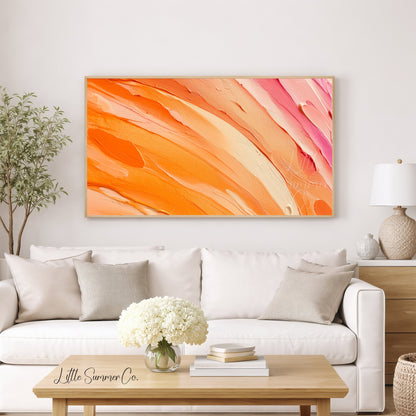 Orange Sunset Frame TV Art displayed on a TV