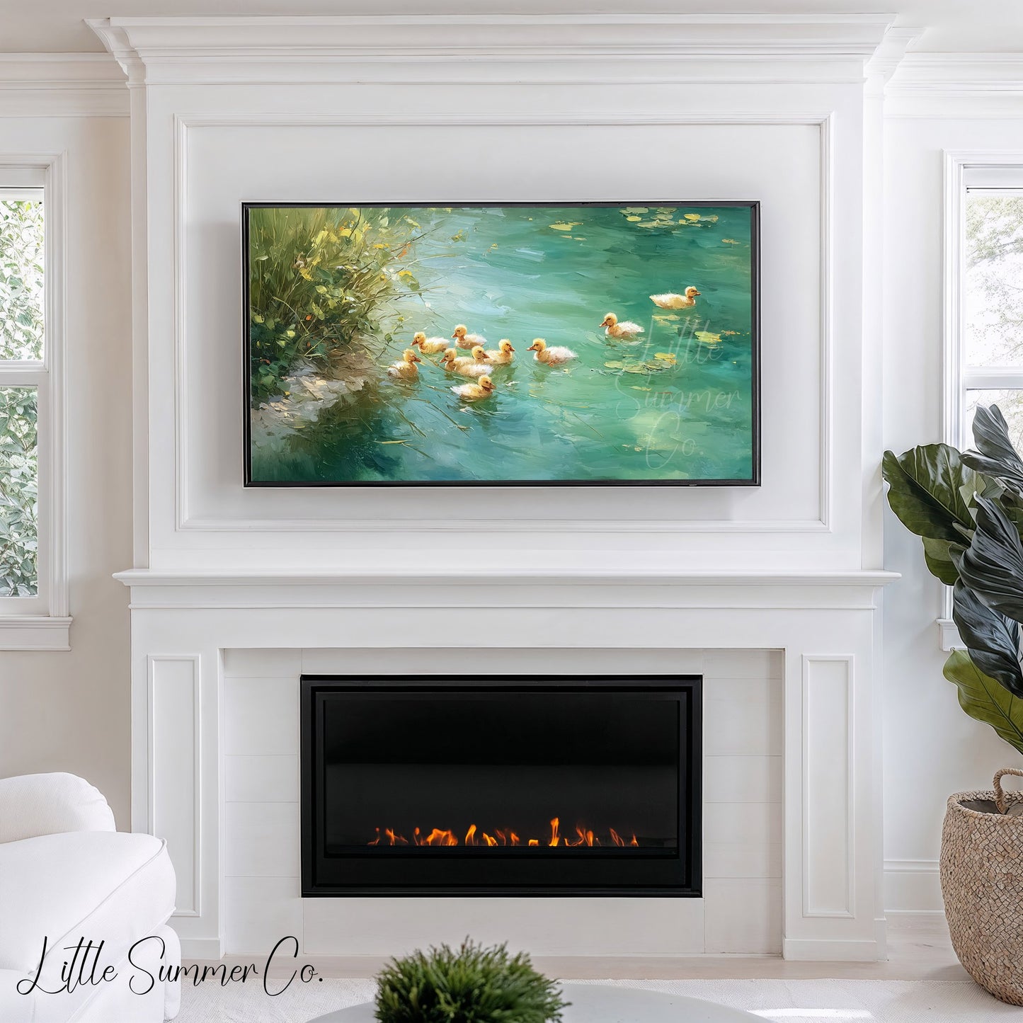 Ducklings Frame TV Art displayed on a TV