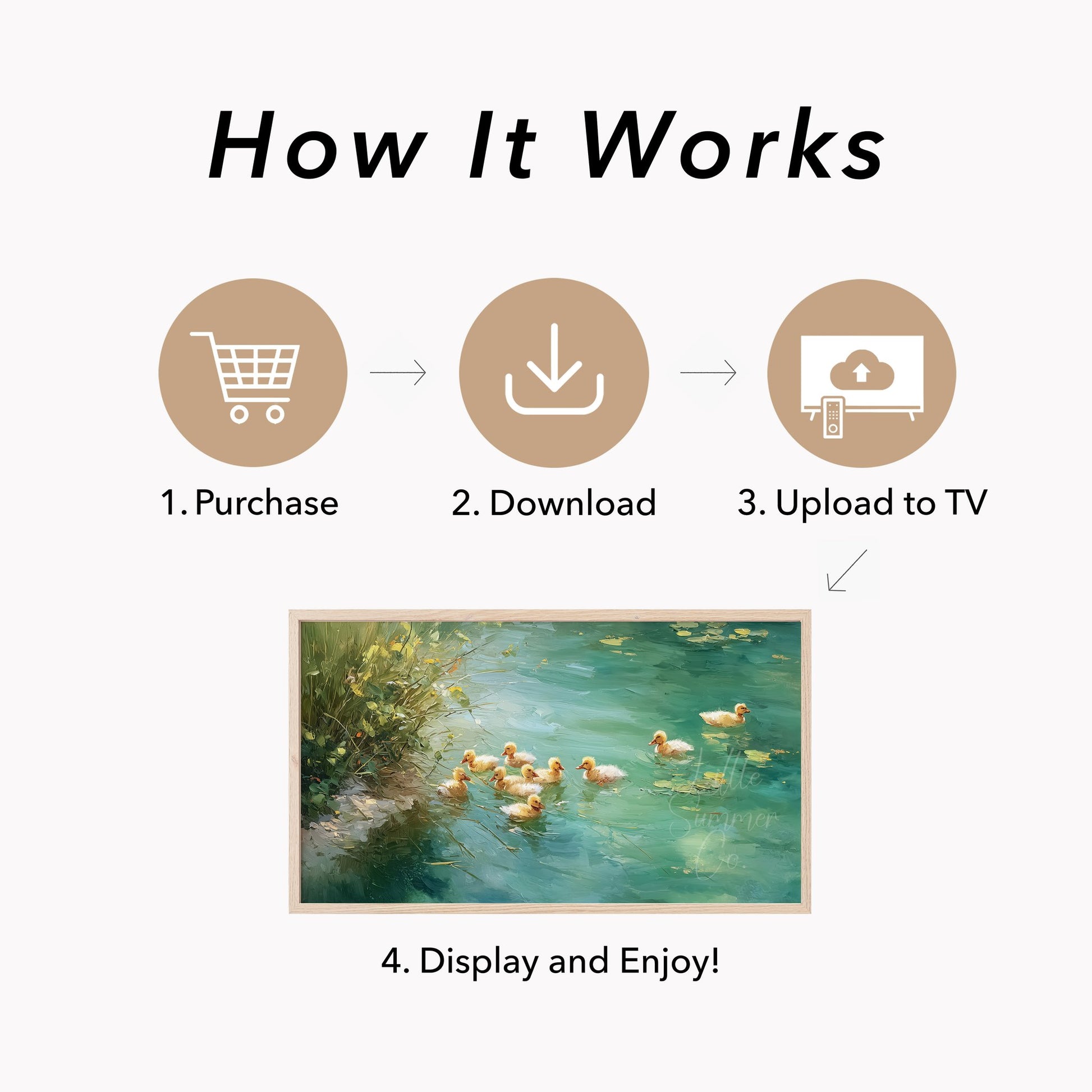 Ducklings Frame TV Art displayed on a TV