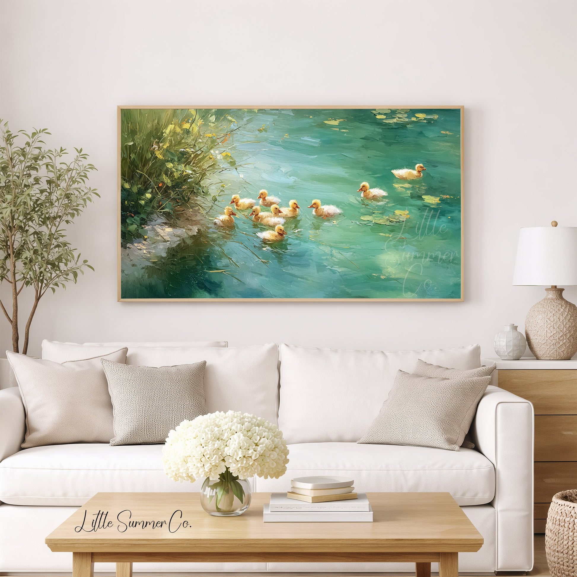 Ducklings Frame TV Art displayed on a TV