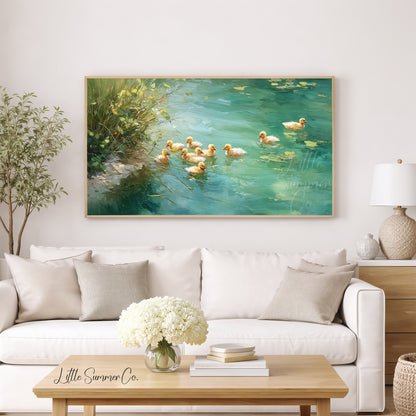 Ducklings Frame TV Art displayed on a TV