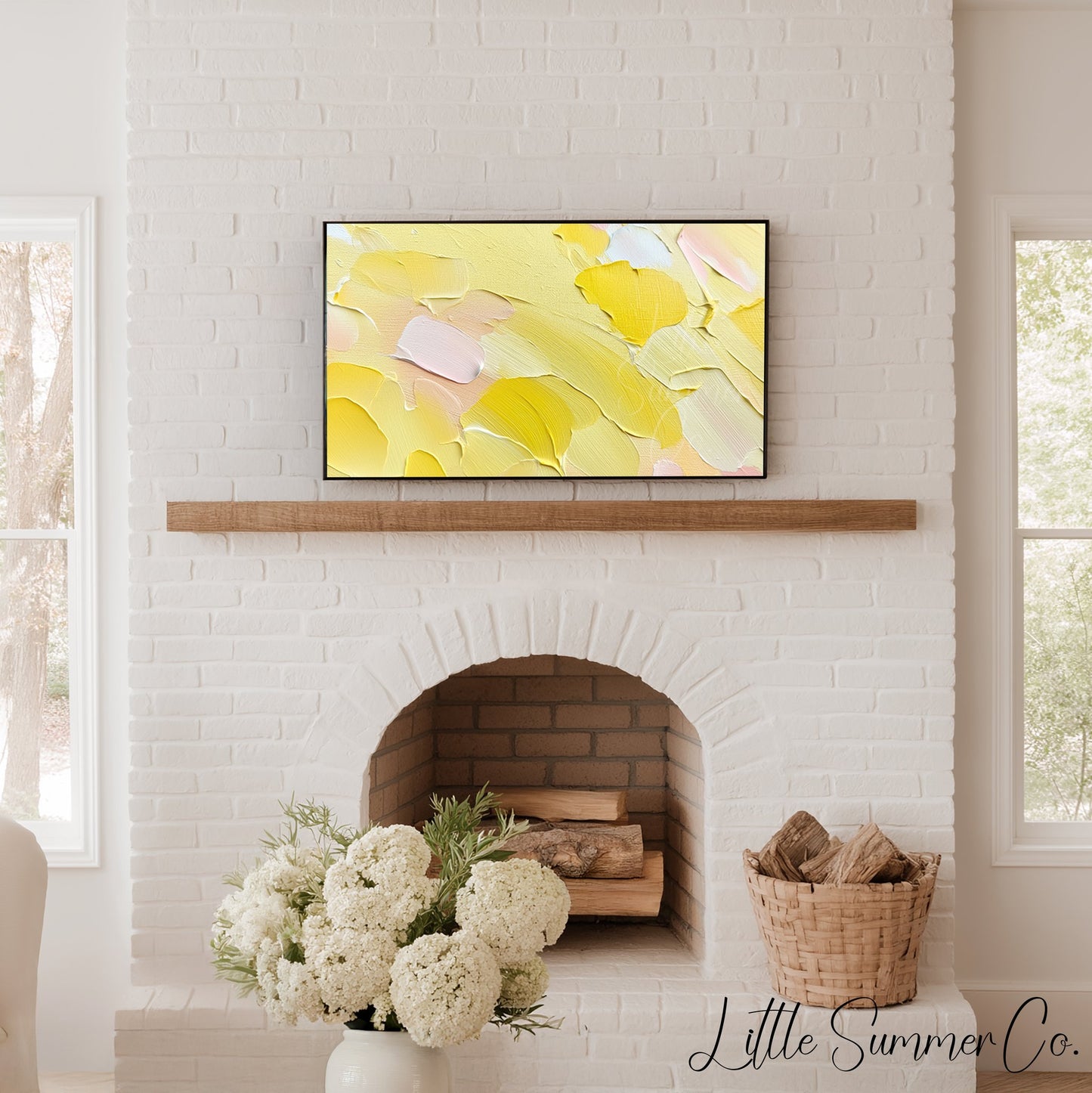 Sunny Yellow Frame TV Art displayed on a TV