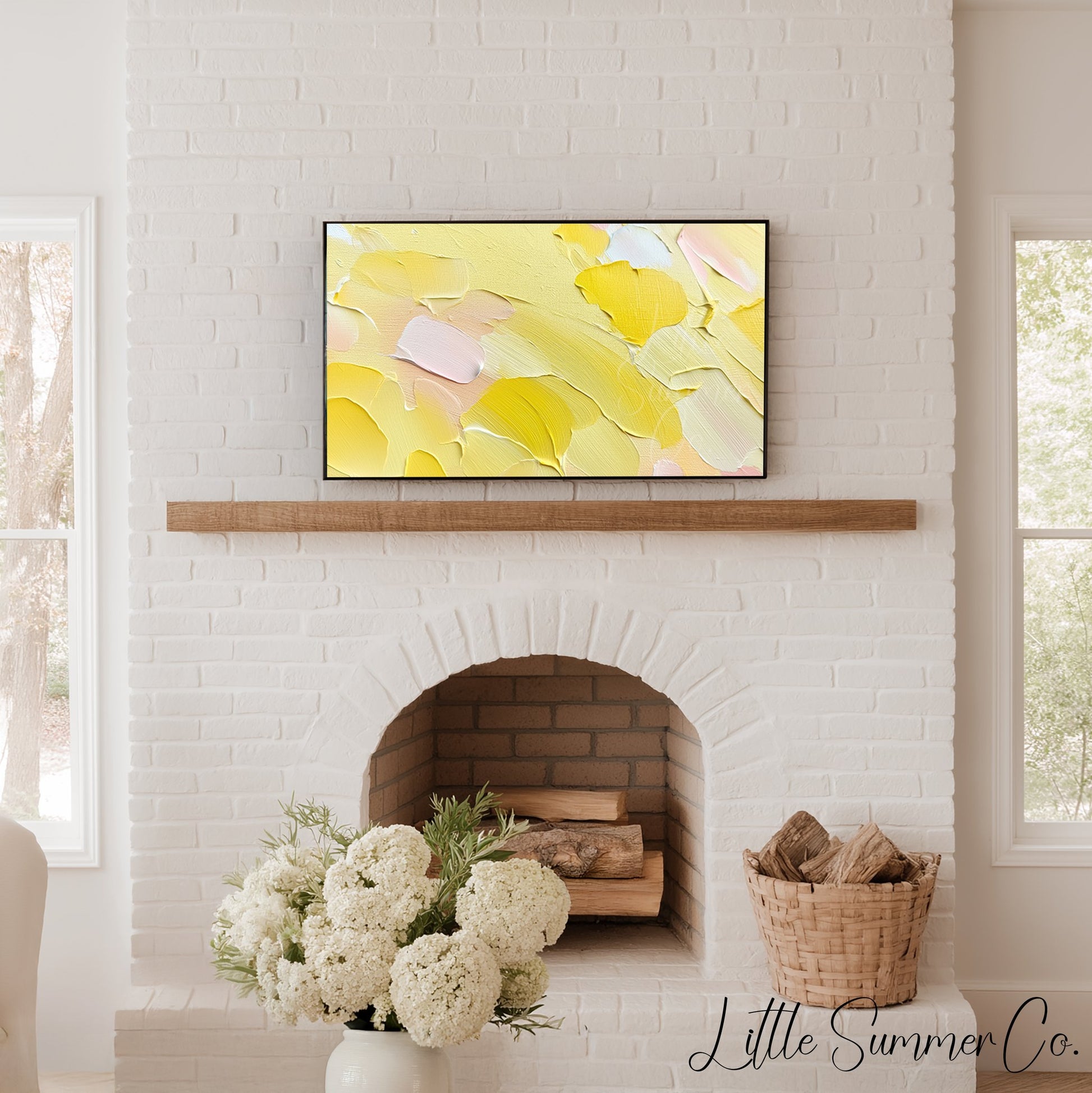 Sunny Yellow Frame TV Art displayed on a TV