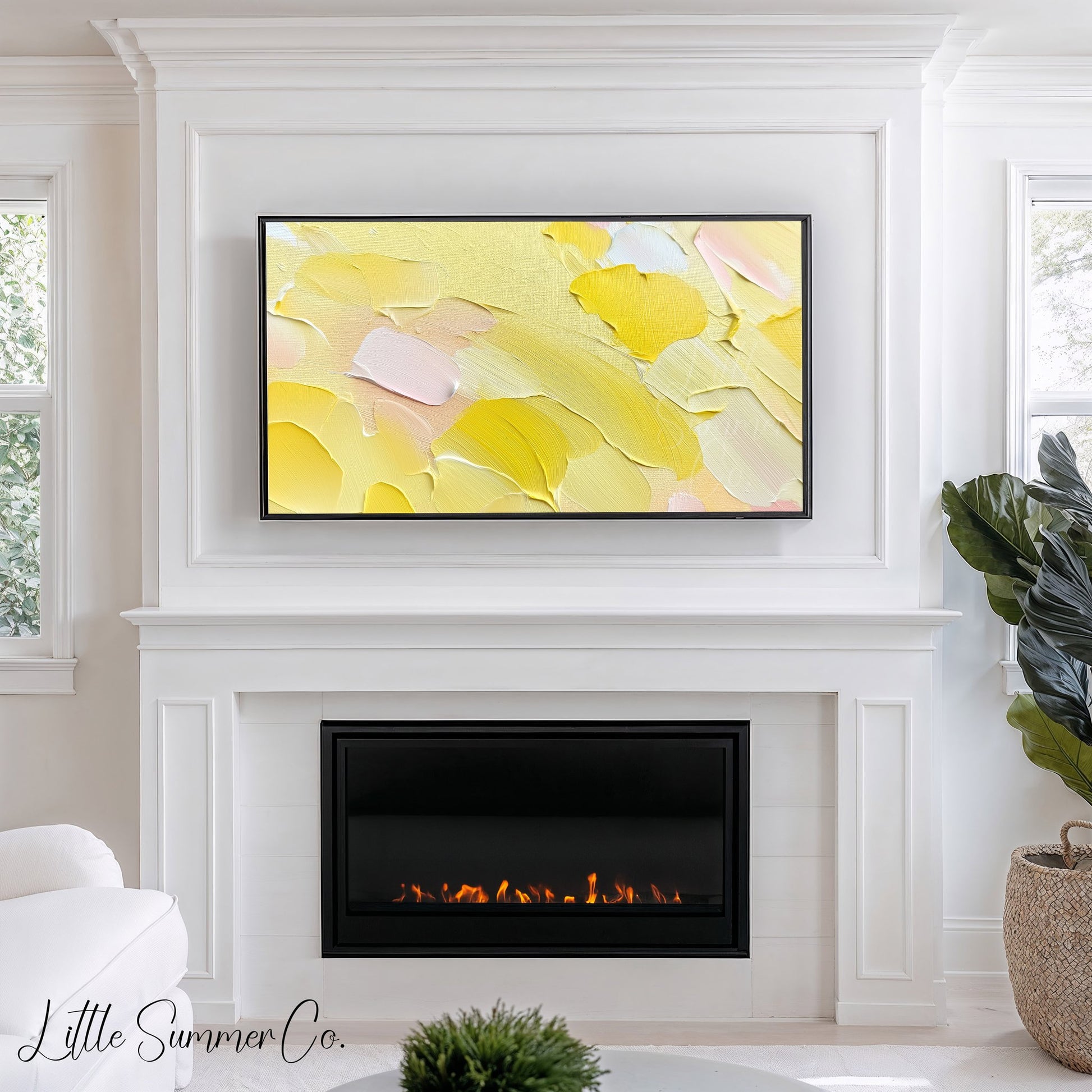 Sunny Yellow Frame TV Art displayed on a TV