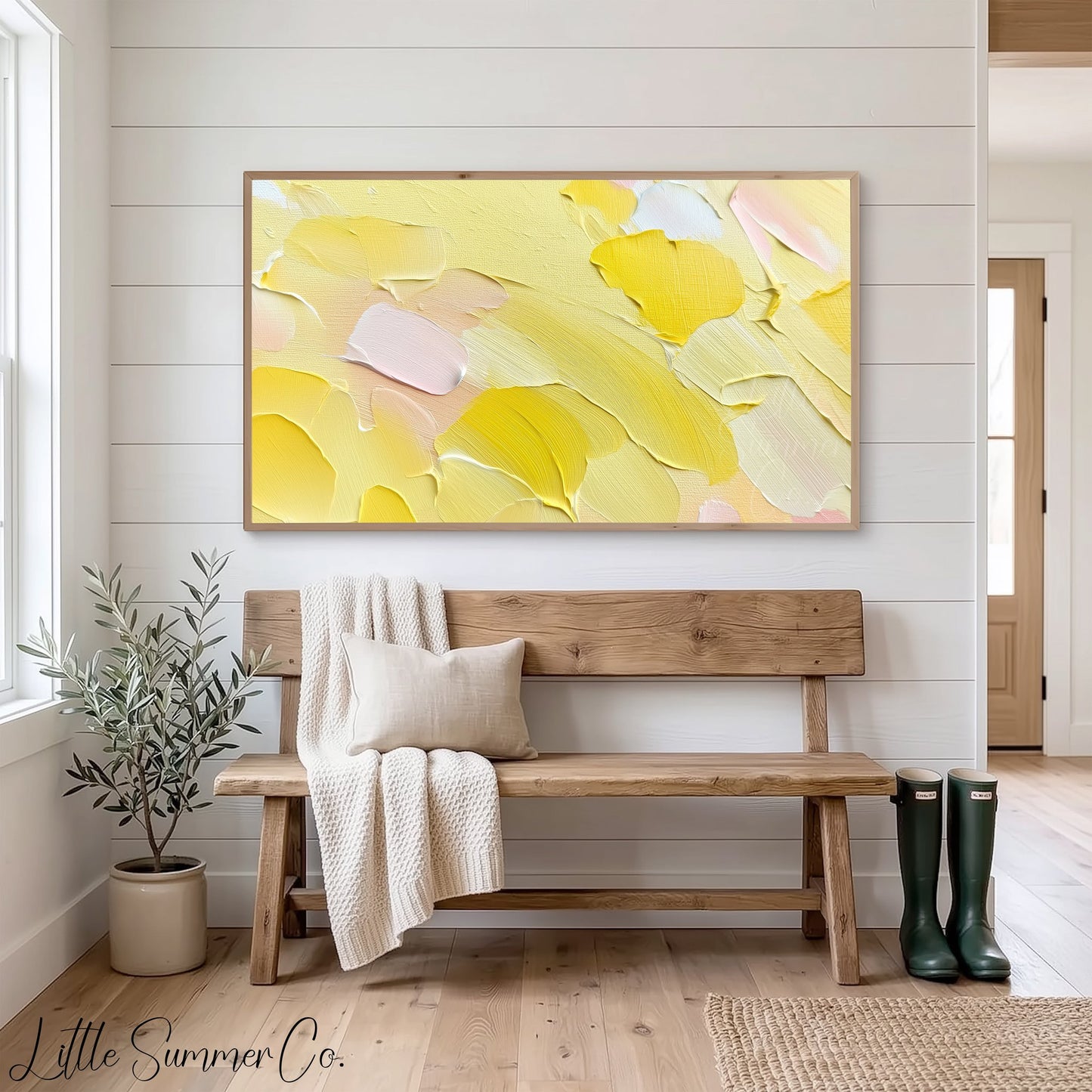 Sunny Yellow Frame TV Art displayed on a TV