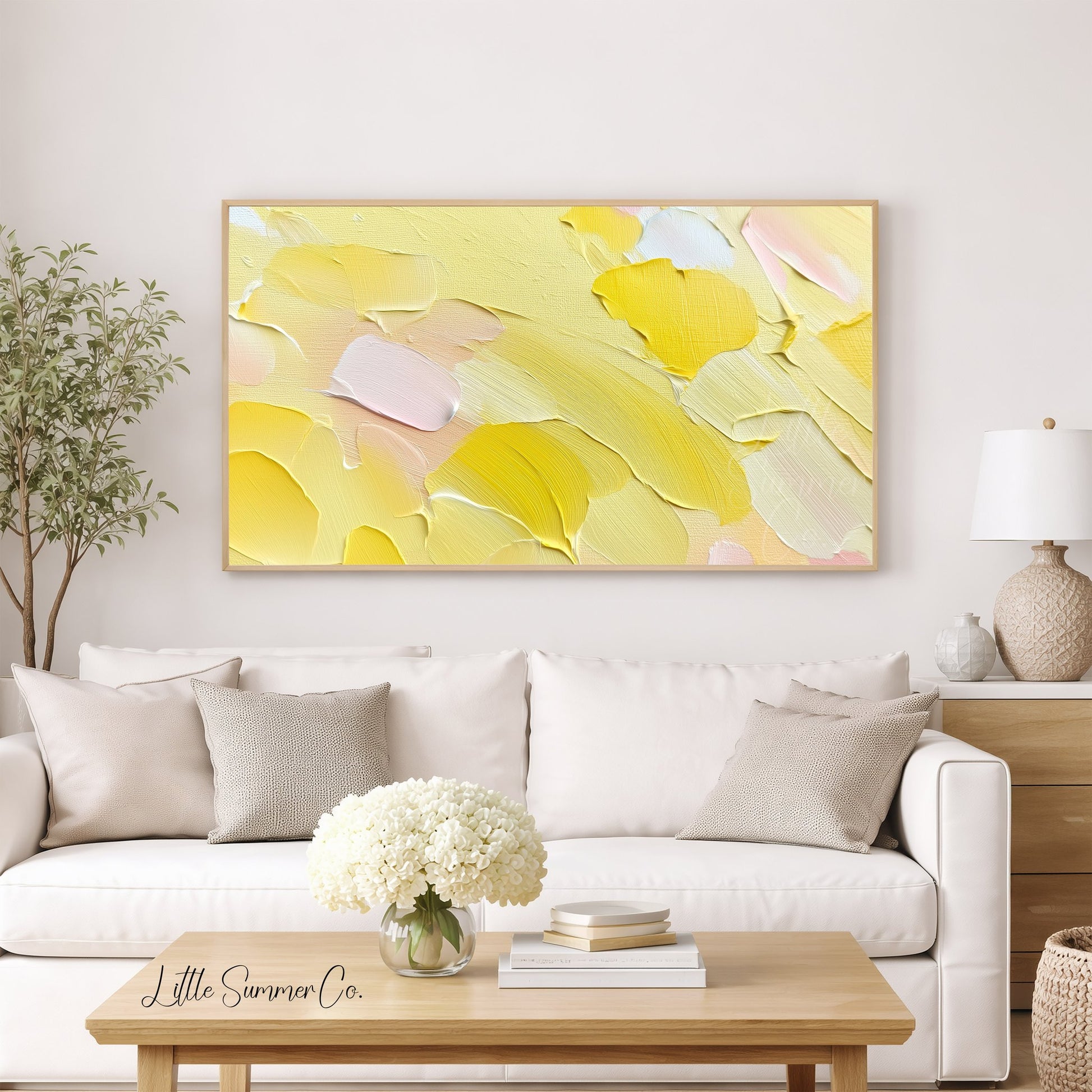 Sunny Yellow Frame TV Art displayed on a TV