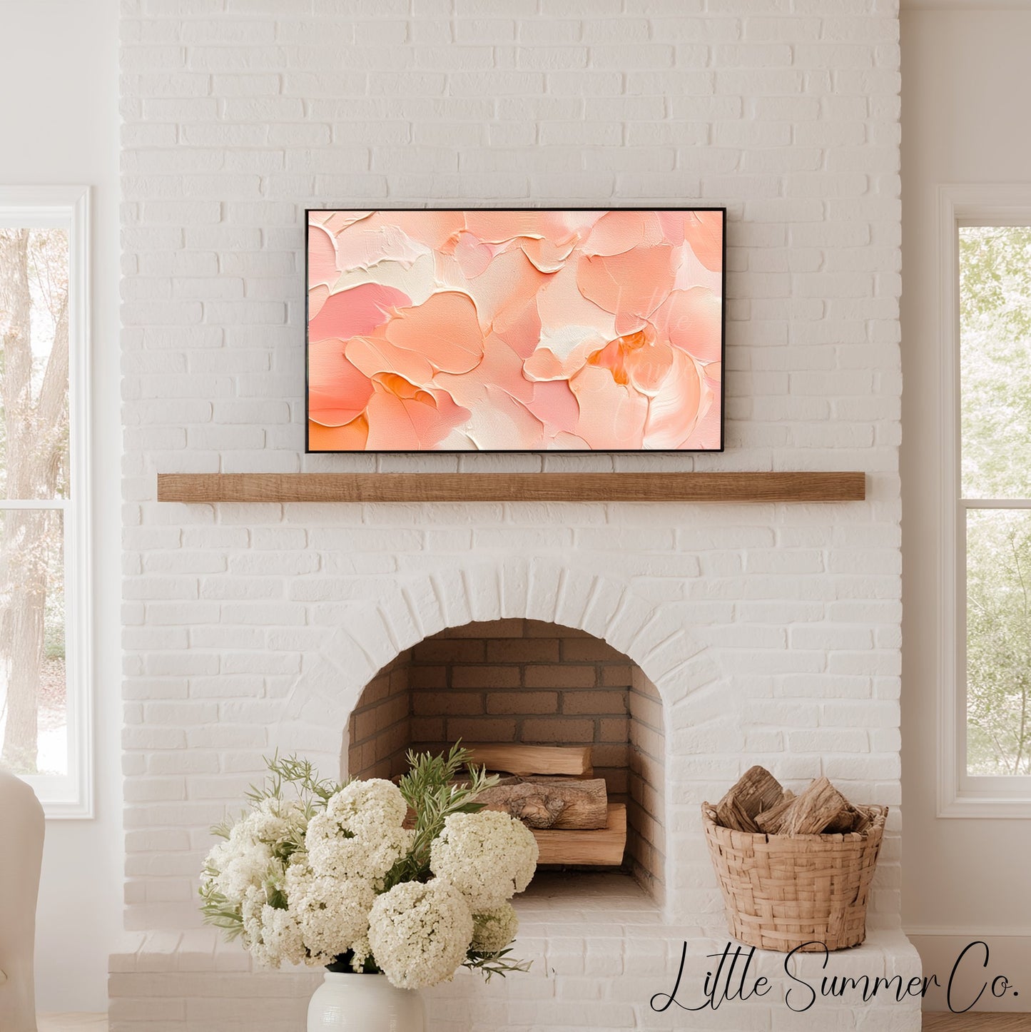 Peach Blush Frame TV Art displayed on a TV