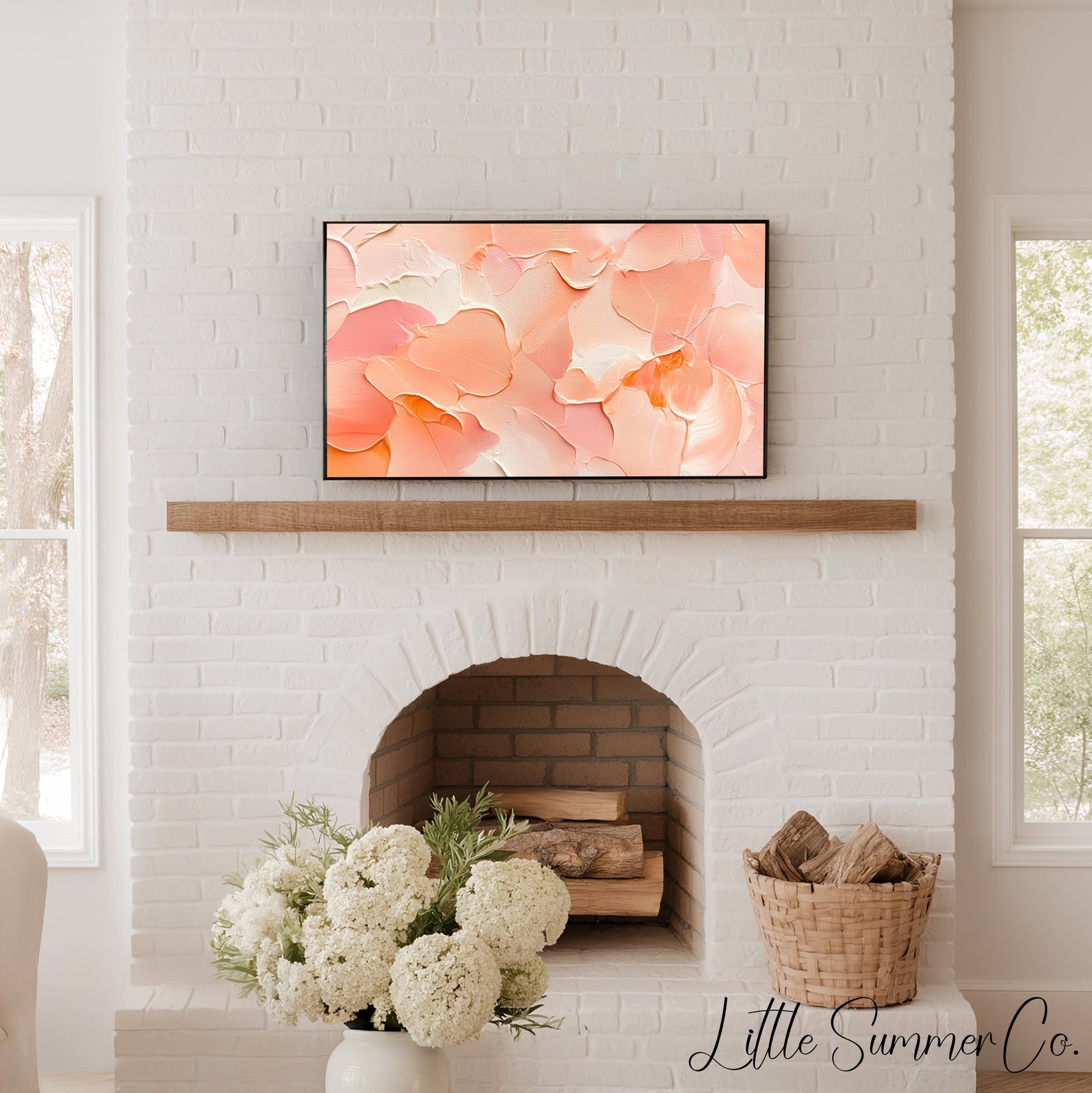 Peach Blush Frame TV Art displayed on a TV