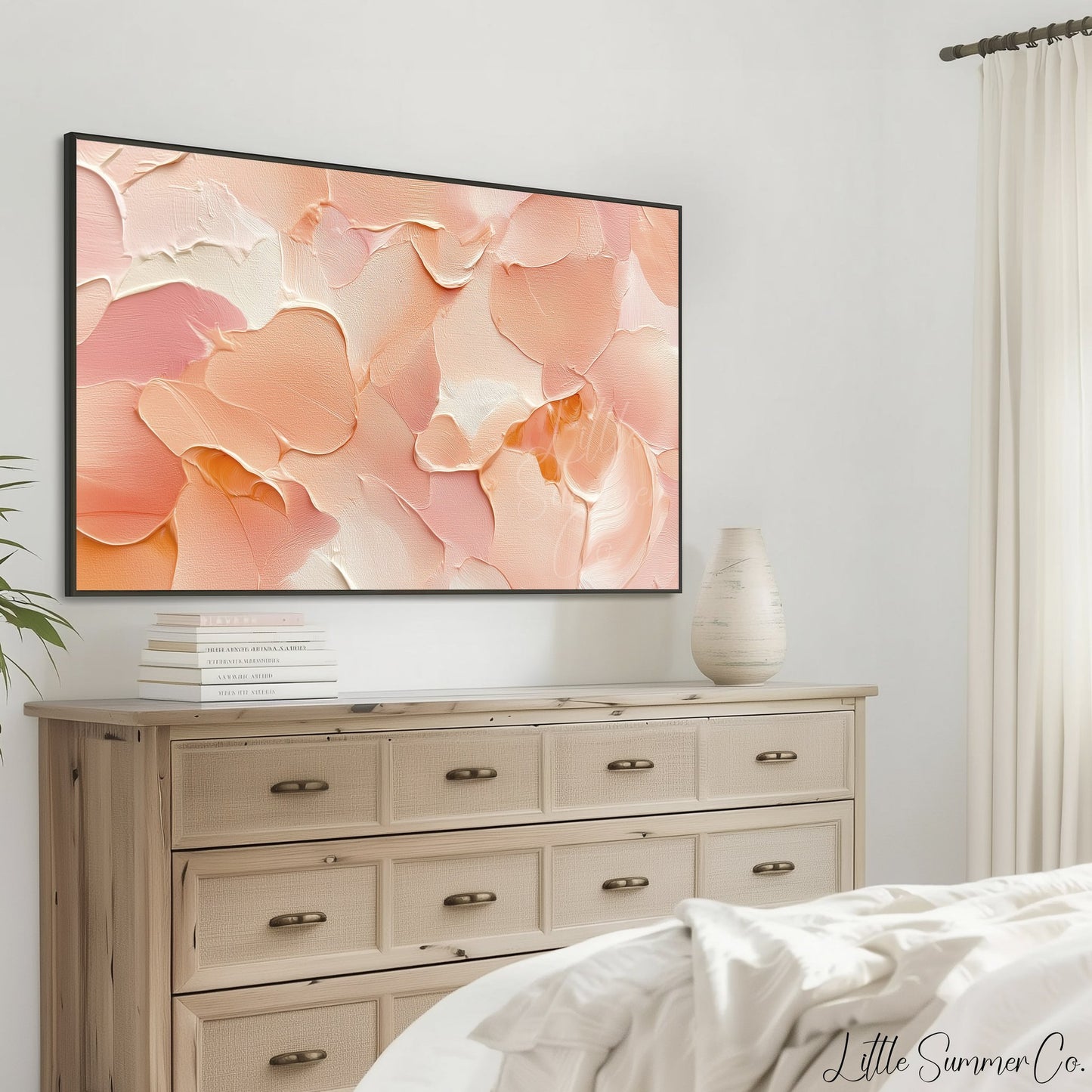 Peach Blush Frame TV Art displayed on a TV