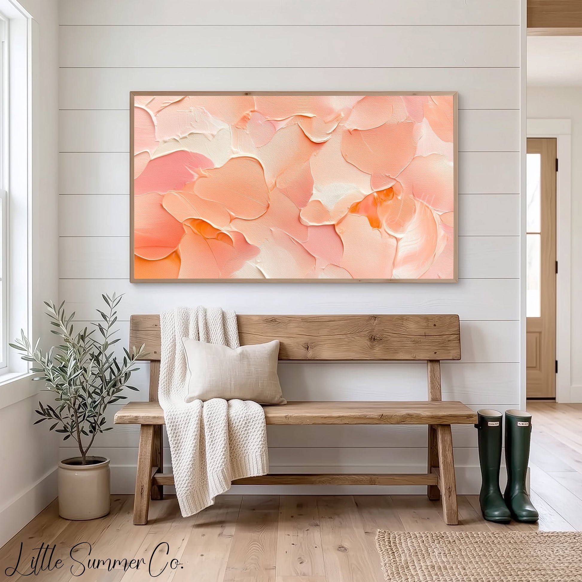 Peach Blush Frame TV Art displayed on a TV