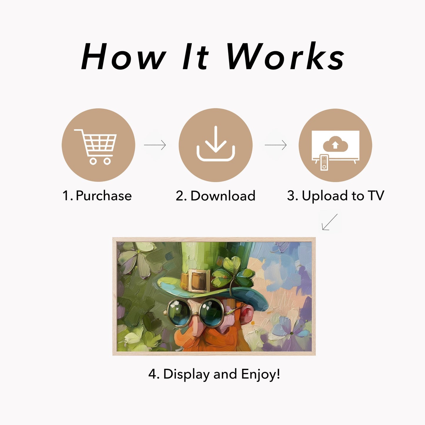 Leprechaun with Sunglasses Frame TV Art displayed on a TV