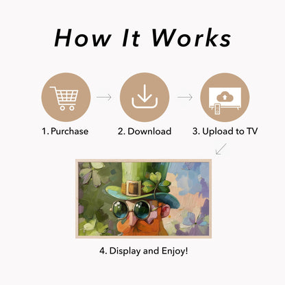 Leprechaun with Sunglasses Frame TV Art displayed on a TV