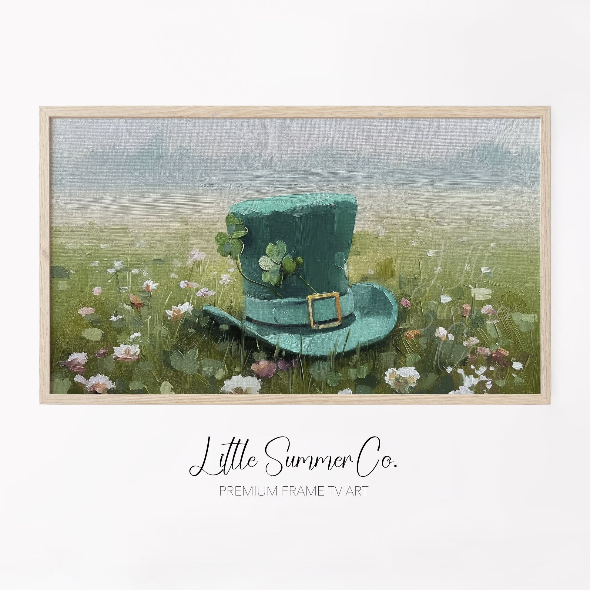 Leprechaun Hat Wildflower Meadow Frame TV Art displayed on a TV