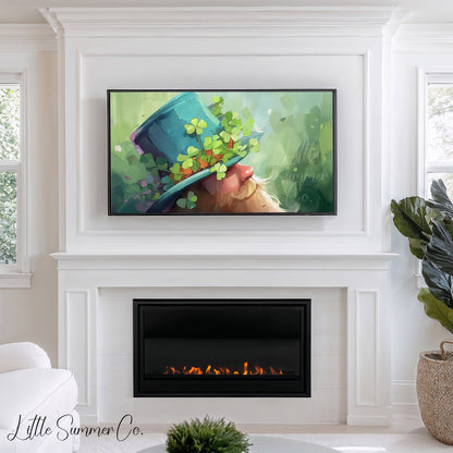 Leprechaun in Clover Hat Frame TV Art displayed on a TV
