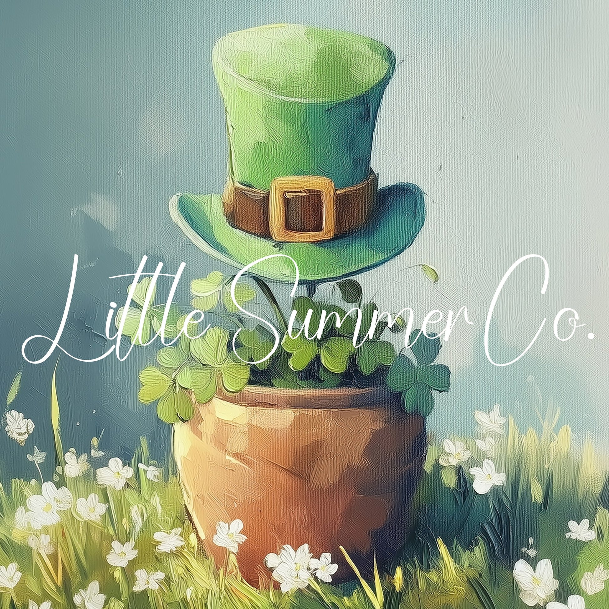 Shamrock Pot and Leprechaun Hat Frame TV Art displayed on a TV