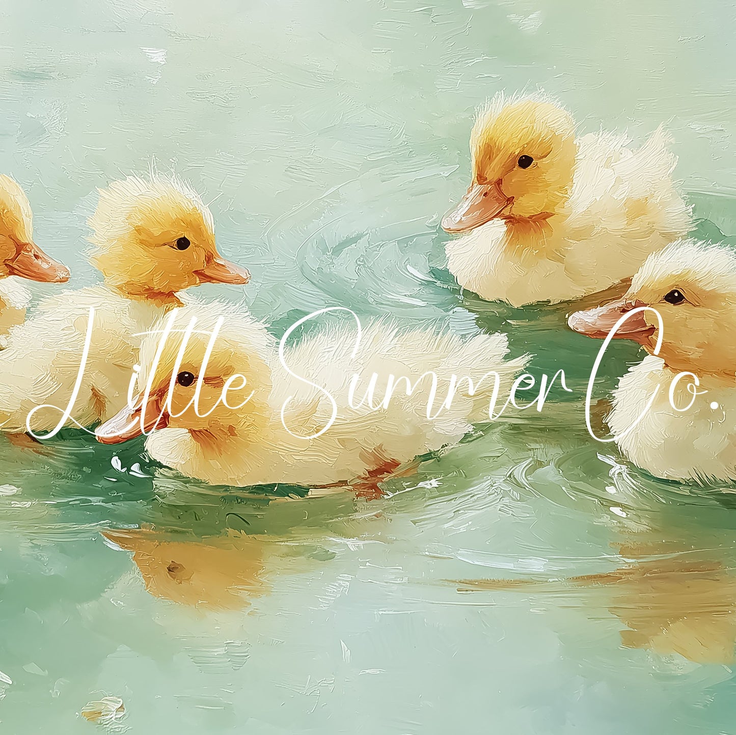 Yellow Ducklings Frame TV Art displayed on a TV