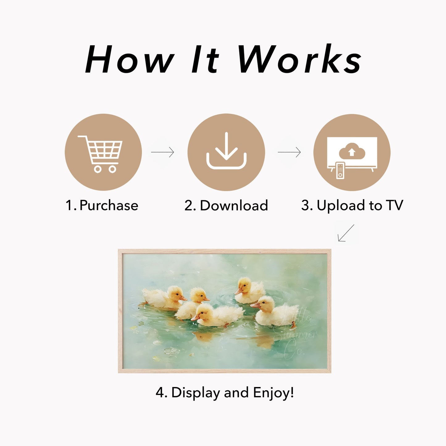 Yellow Ducklings Frame TV Art displayed on a TV