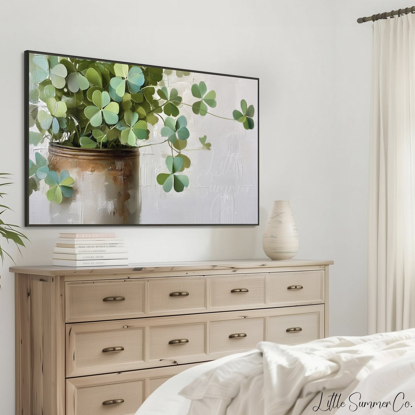 Shamrock Plant in Ceramic Pot Frame TV Art displayed on a TV