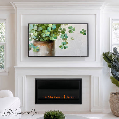 Shamrock Plant in Ceramic Pot Frame TV Art displayed on a TV