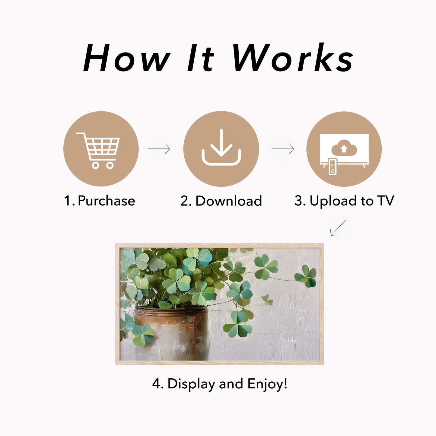 Shamrock Plant in Ceramic Pot Frame TV Art displayed on a TV