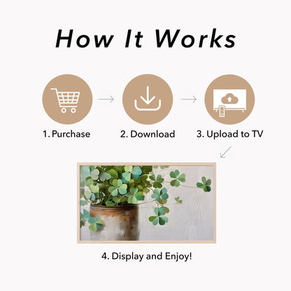Shamrock Plant in Ceramic Pot Frame TV Art displayed on a TV
