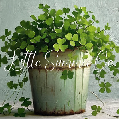 Clover Plant in Rustic Pot Frame TV Art displayed on a TV