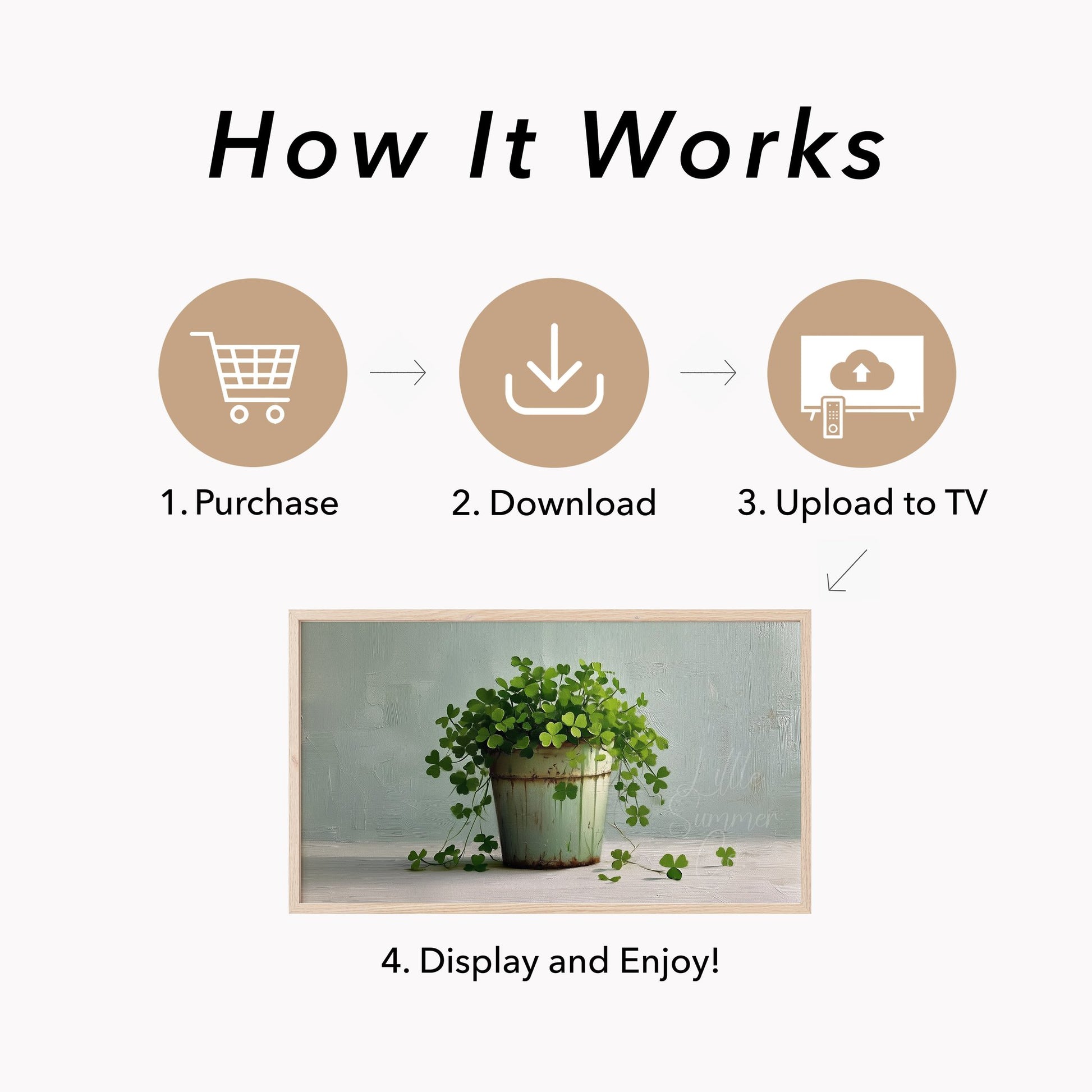 Clover Plant in Rustic Pot Frame TV Art displayed on a TV