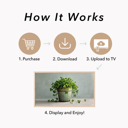 Clover Plant in Rustic Pot Frame TV Art displayed on a TV